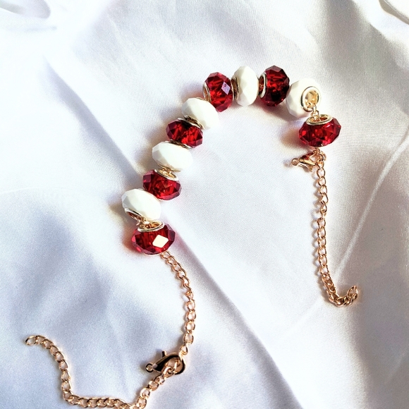 Wine red and white stone bracelet - Picture 4 of 4